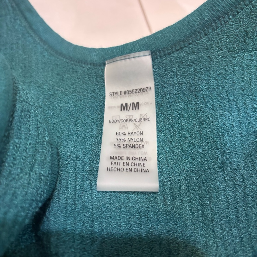 54 Teal Ribbed Cropped Tank Top - Picture 3 of 4